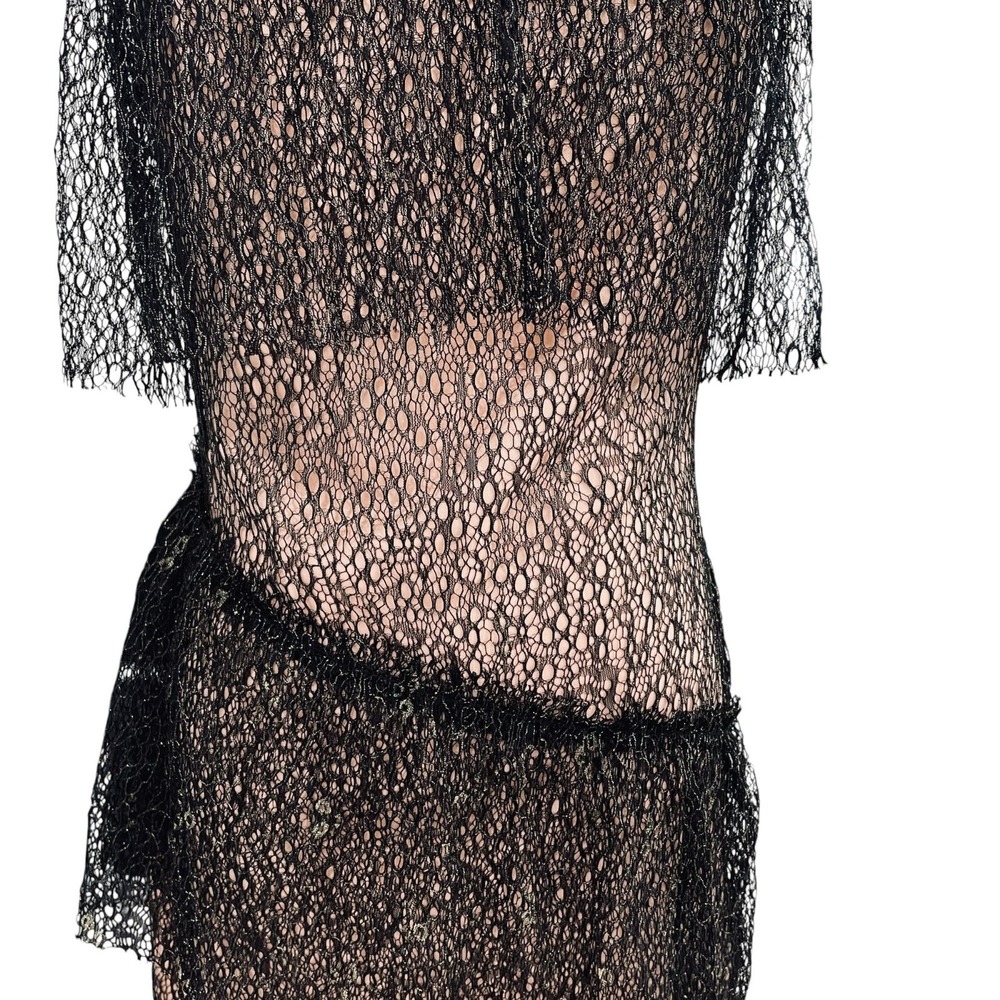 Nasty Gal Black Lace Party Dress Womens Size 4 Sheer Midi Soft Coral Lining Sexy - Picture 10 of 13